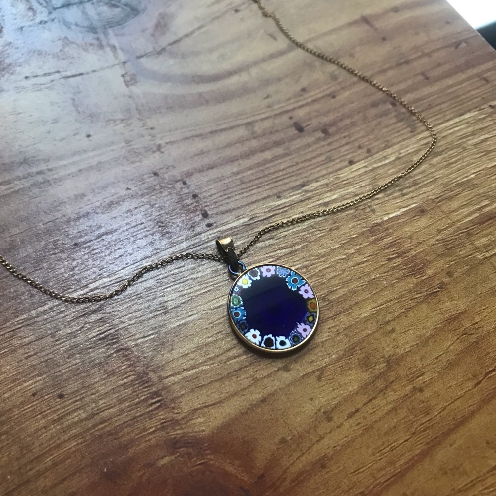 Murano millefiori glass Flower pendant necklace
